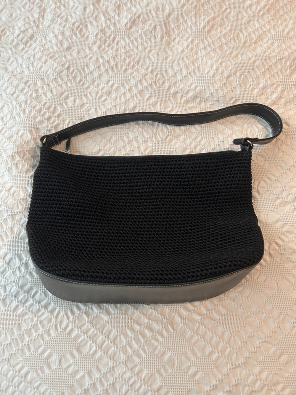 The Sal Black Knit Shoulder Bag